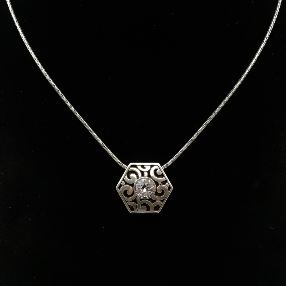 Brighton Deco Collection Swarovski Solitaire Reversible Hexagon Necklace
